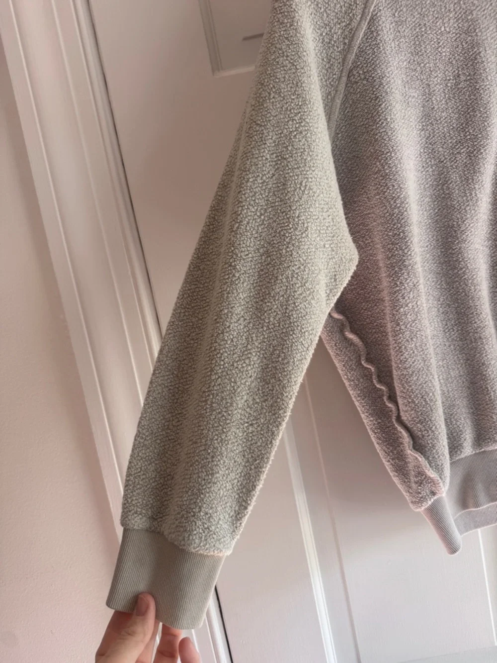 Perfect White Tee Cozy Terry Sweatshirt Beige Crewneck Pullover Size S - Picture 2 of 6